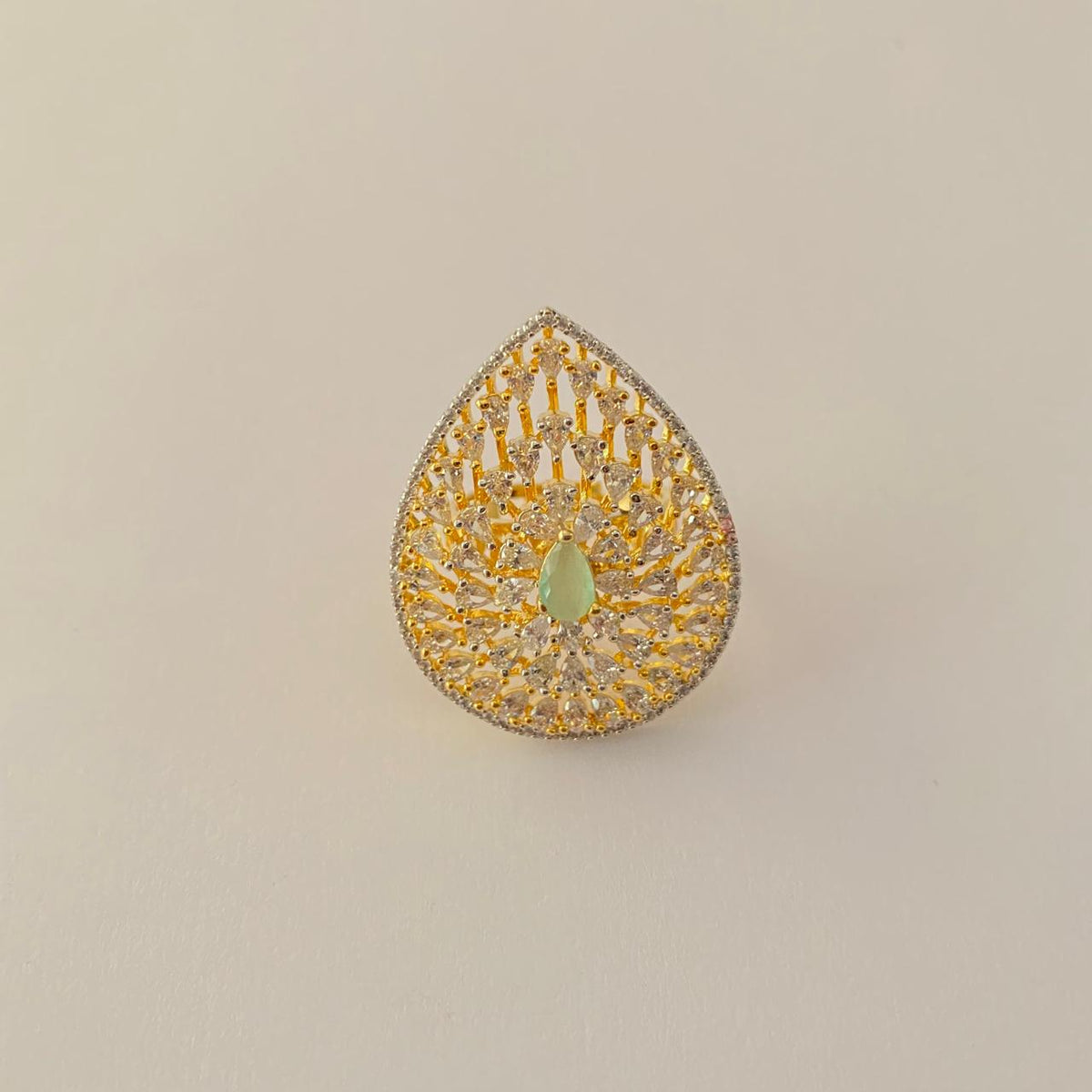 Aquamarine Gold Plated Ring