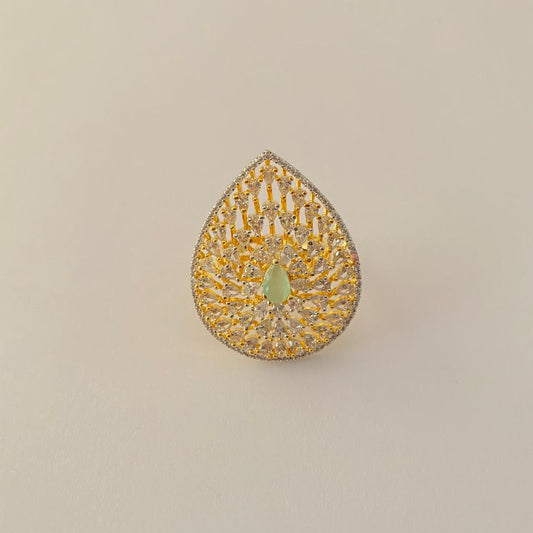 Aquamarine Gold Plated Ring