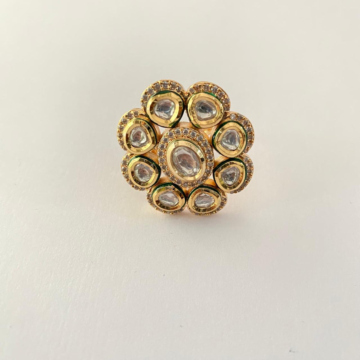 Kudan Gold Plated Floral Ring