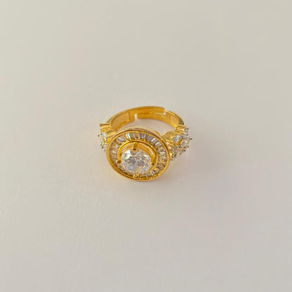 Single Stone Solitaire Gold Plated Ring