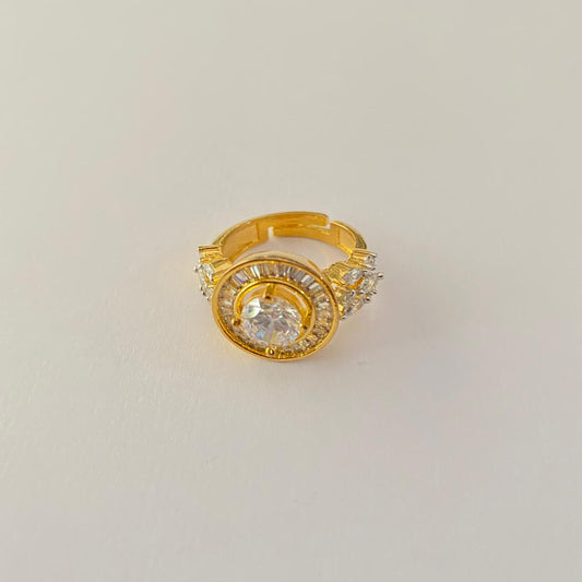 Single Stone Solitaire Gold Plated Ring