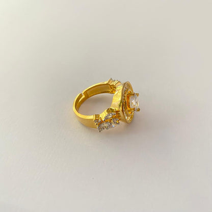 Single Stone Solitaire Gold Plated Ring