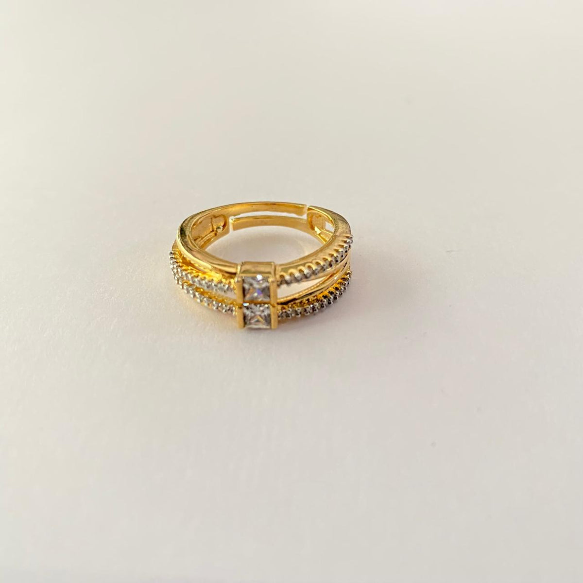 Fancy Gold Plated Sleek Diamond Ring