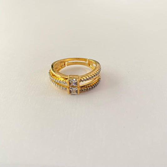 Fancy Gold Plated Sleek Diamond Ring