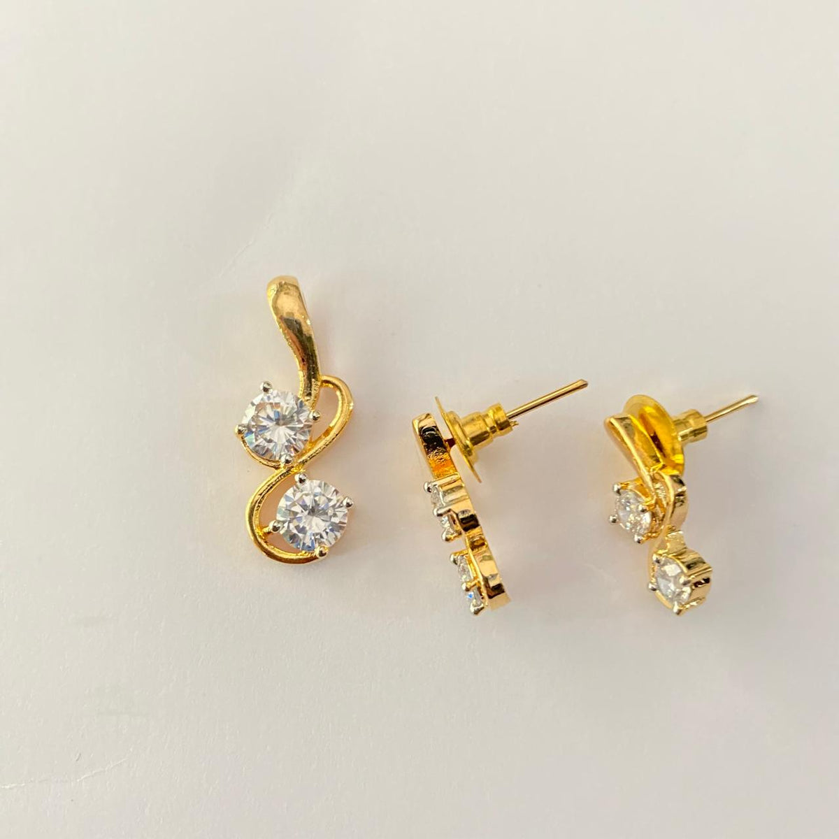 Fancy Gold Plated Diamond Pendant Set