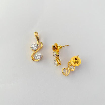 Fancy Gold Plated Diamond Pendant Set