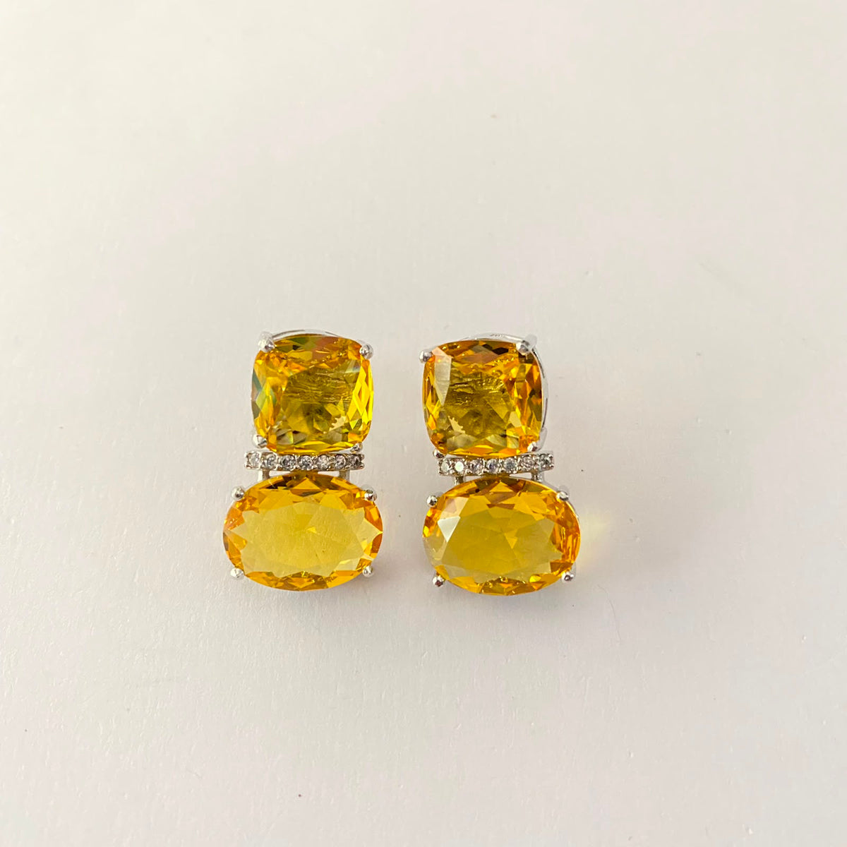 Yellow Stone Silver Plated Earring