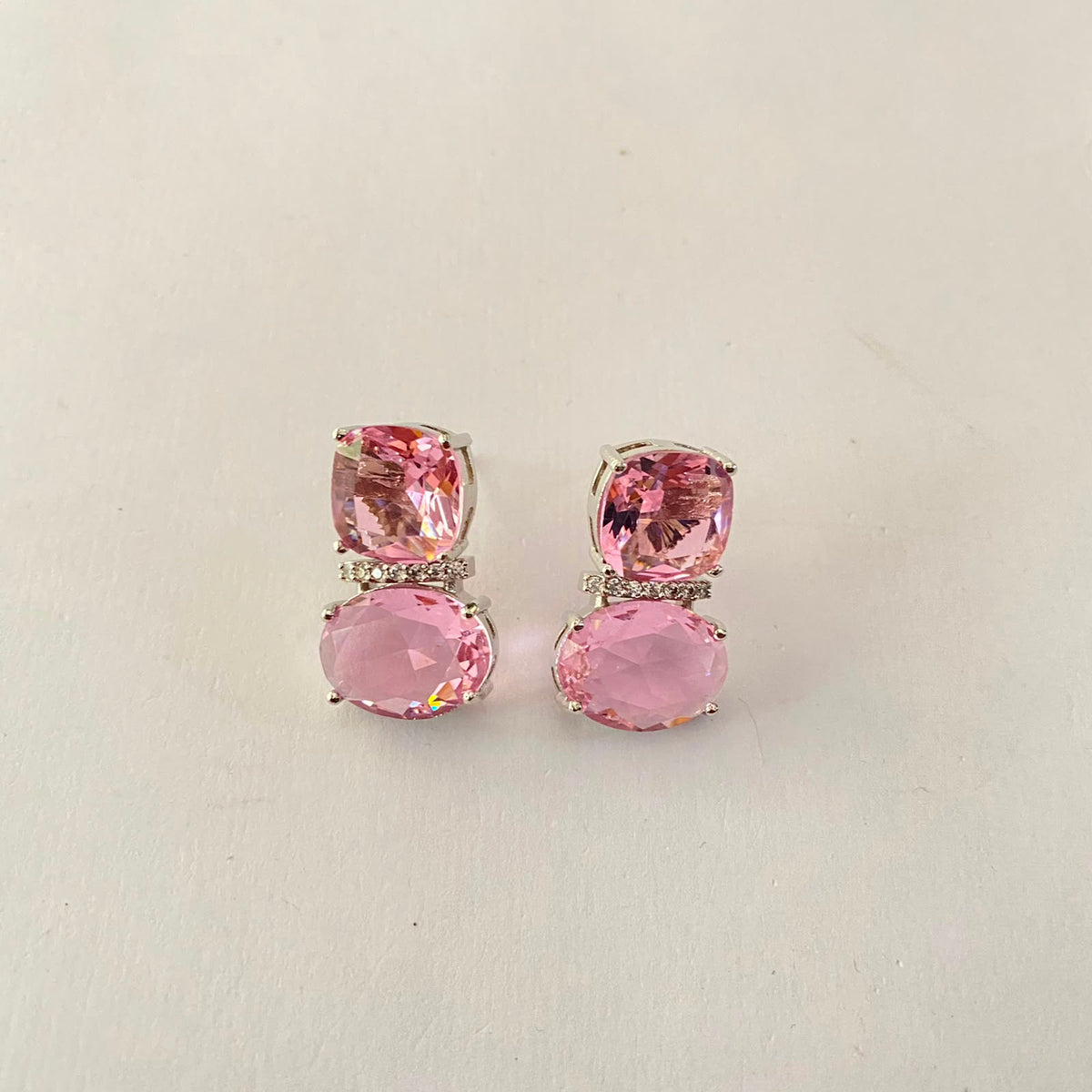 Pink Stone Earring Silver Plated