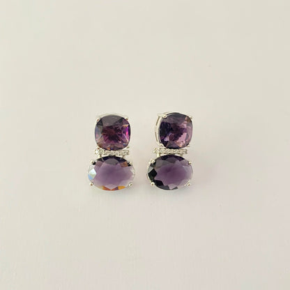 Purple Stone Silver Plated Earring