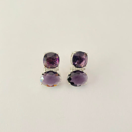Purple Stone Silver Plated Earring
