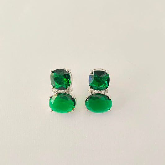 Silver Plated Green Stone Earring