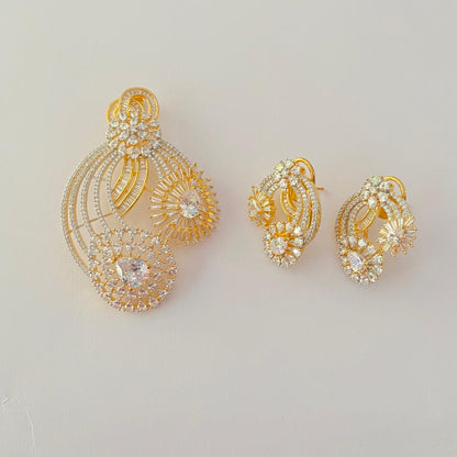 Big Diamond Gold Plated Pendant Set