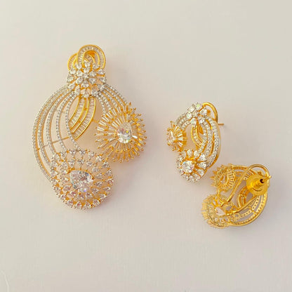 Big Diamond Gold Plated Pendant Set