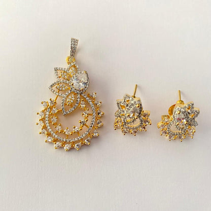 Minimal Gold Plated A.D Pendant Set