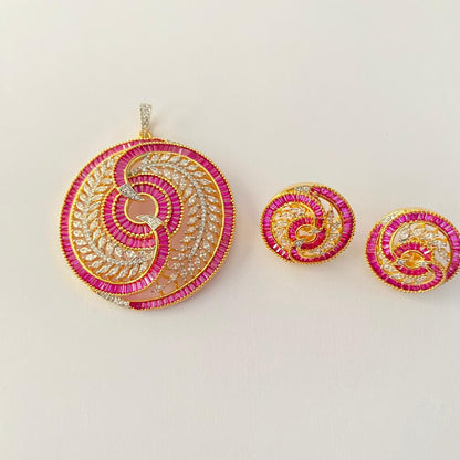Ruby Gold Plated Pendant Set