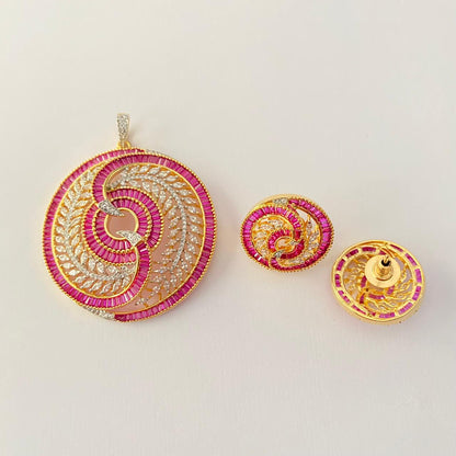 Ruby Gold Plated Pendant Set