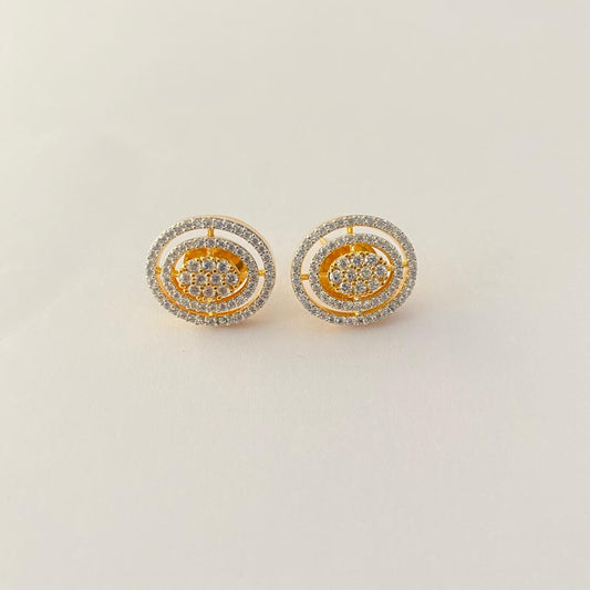 Diamond Circular Gold-Plated Stud