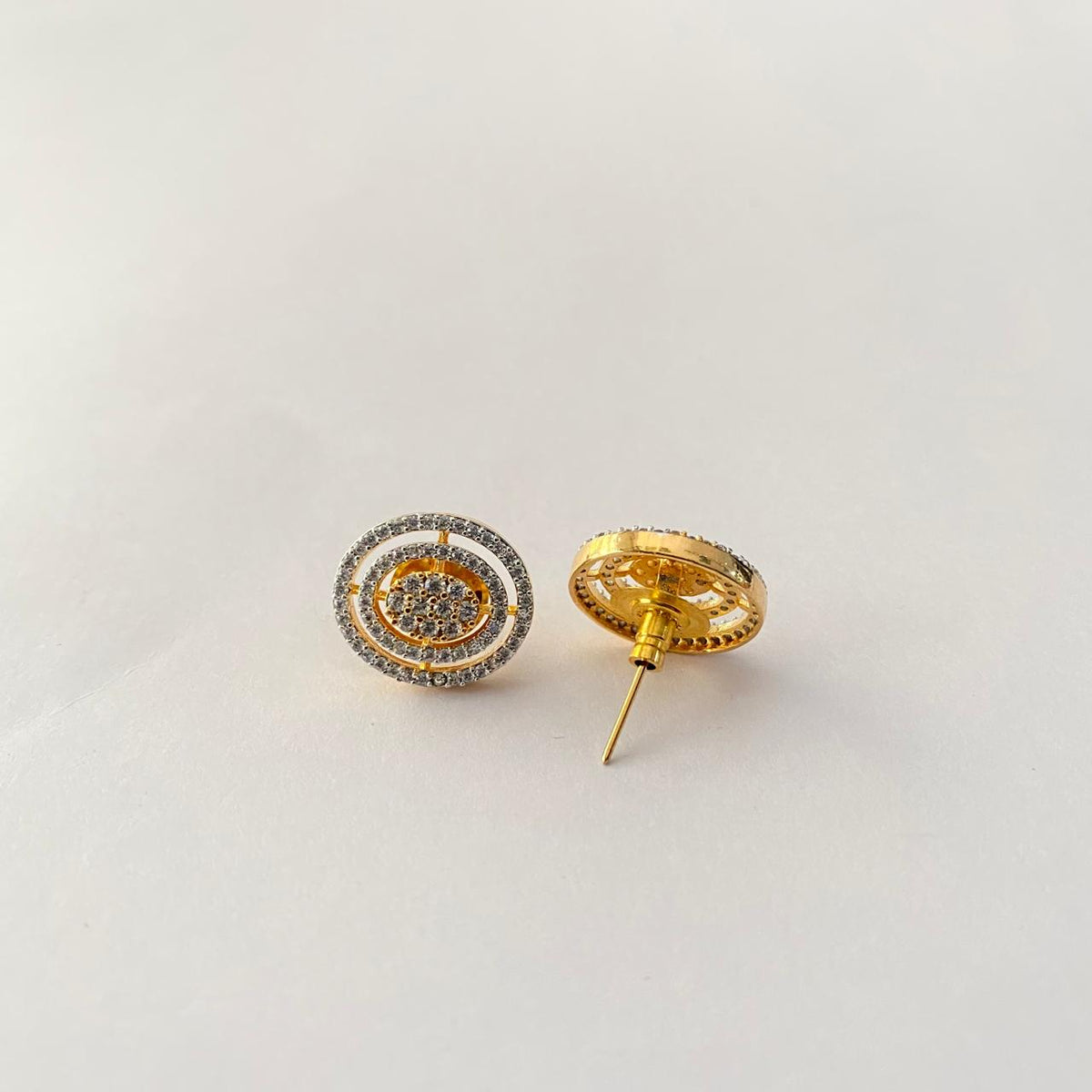 Diamond Circular Gold-Plated Stud