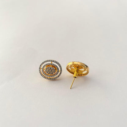 Diamond Circular Gold-Plated Stud