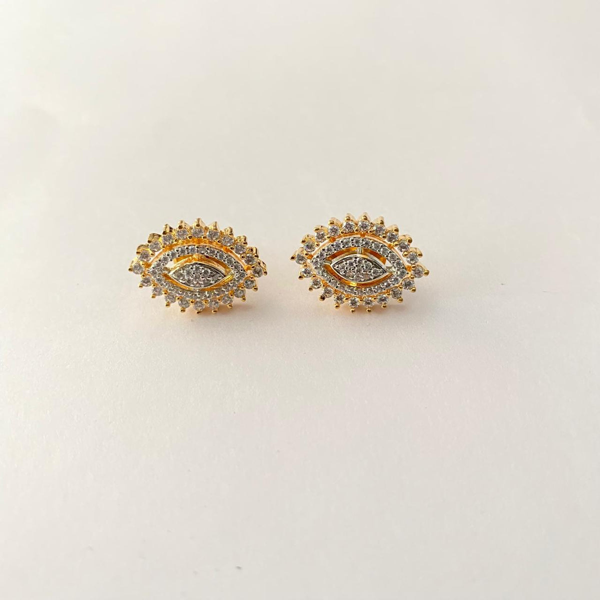 Diamond Gold-Plated Evil Eye Stud