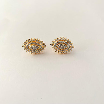 Diamond Gold-Plated Evil Eye Stud