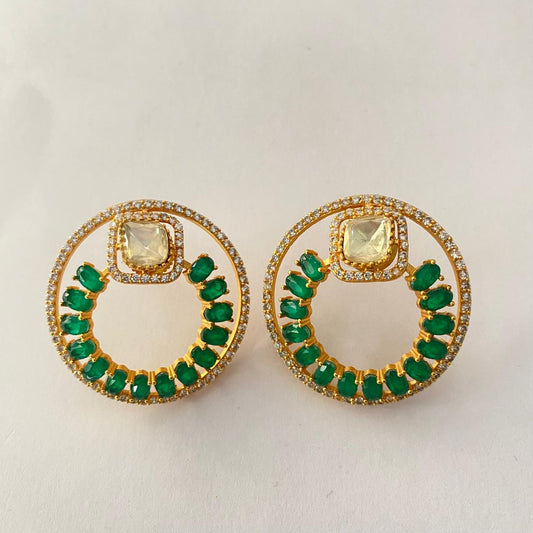 Antique Gold Plated Circular Fusion Style Stud