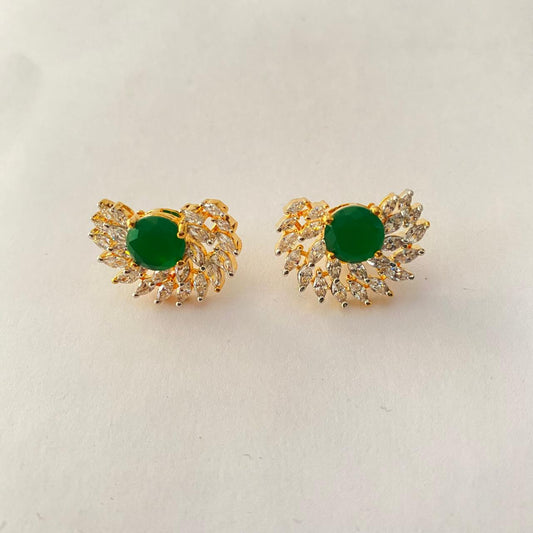 Emerald Gold Plated A.D Earring