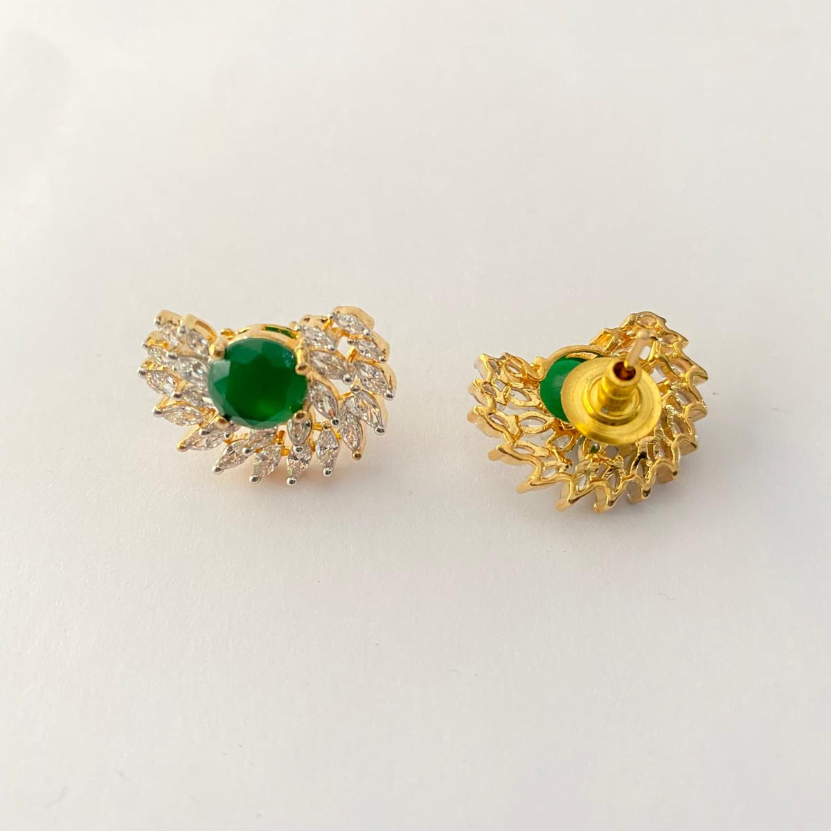 Emerald Gold Plated A.D Earring