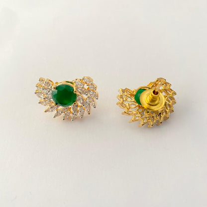 Emerald Gold Plated A.D Earring