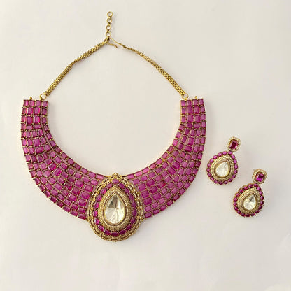 Antique Gold Polki Necklace Set