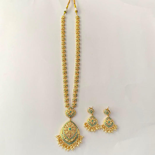 Gold Plated Firoza Long Necklace Set
