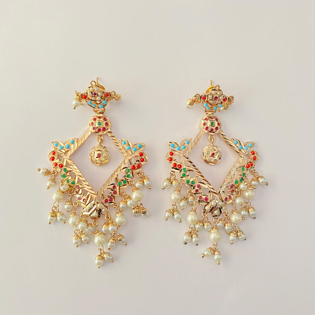 Multi Jadau Pearl Earring