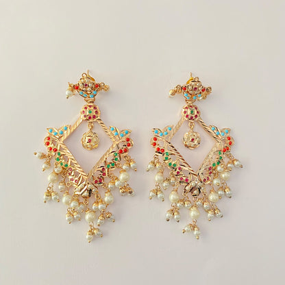 Multi Jadau Pearl Earring