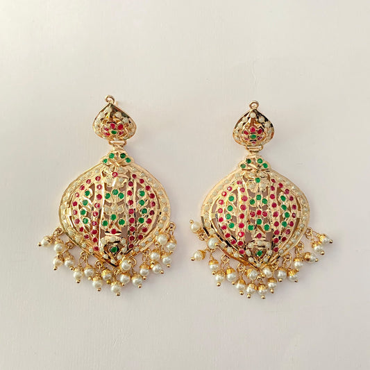 Jadau Ruby & Green Earring