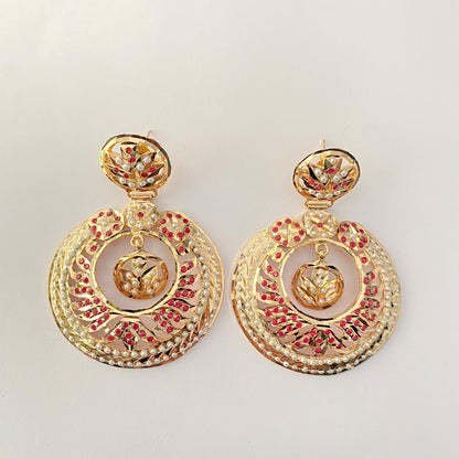 Round Shape Ruby Jadau Earring
