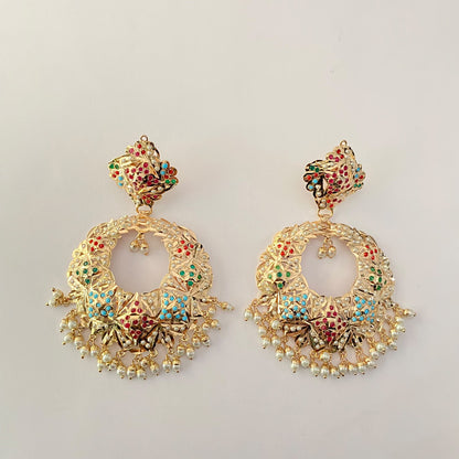 Big Multi Jadau Chand Bali