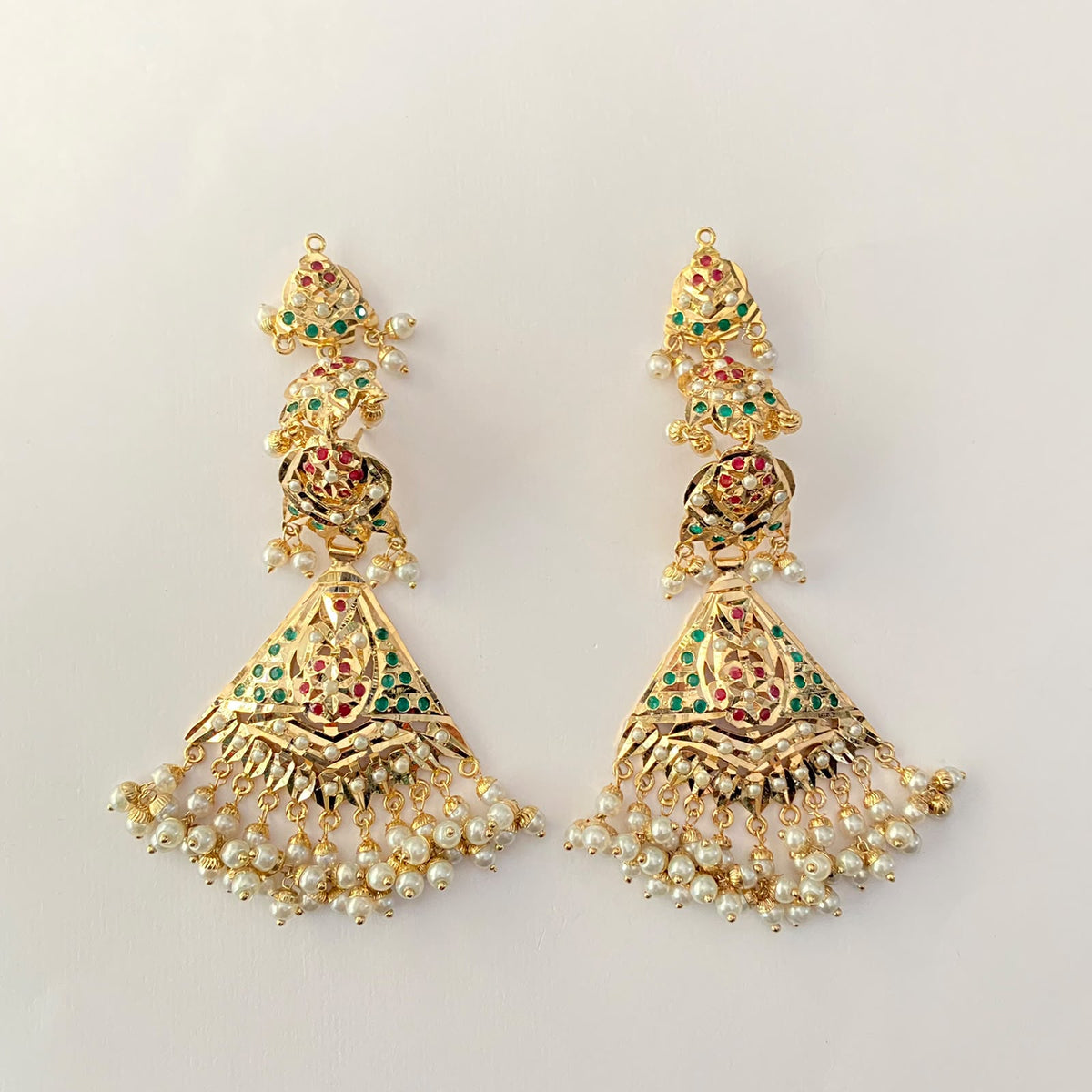Ruby & Green Kaan Chain Jadau Earring