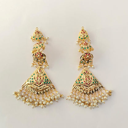 Ruby & Green Kaan Chain Jadau Earring