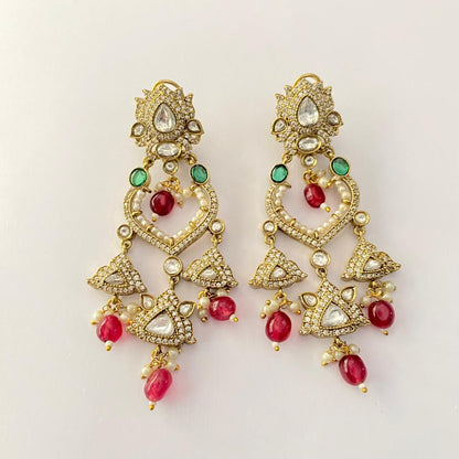 Ruby Antique Gold Plated Hanging Earring