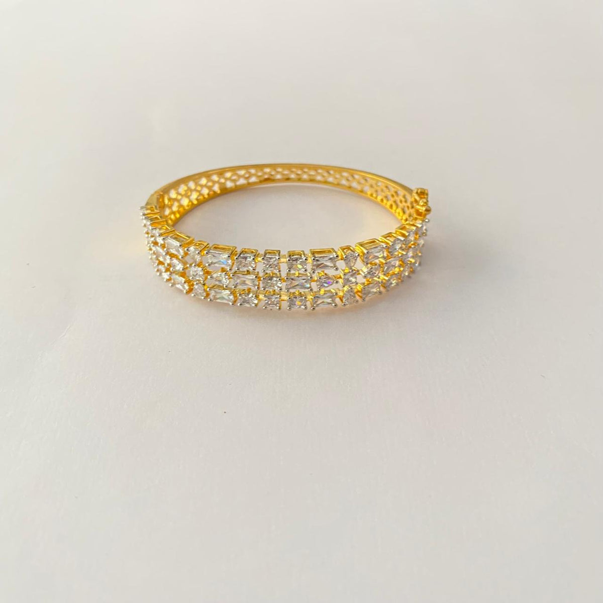 Gold Plated Three Line Diamond Bracelet