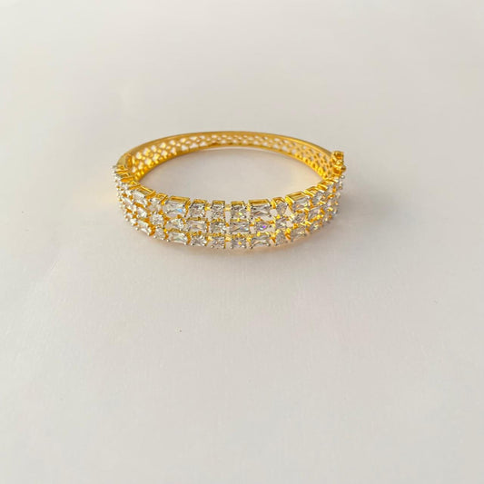 Gold Plated Three Line Diamond Bracelet