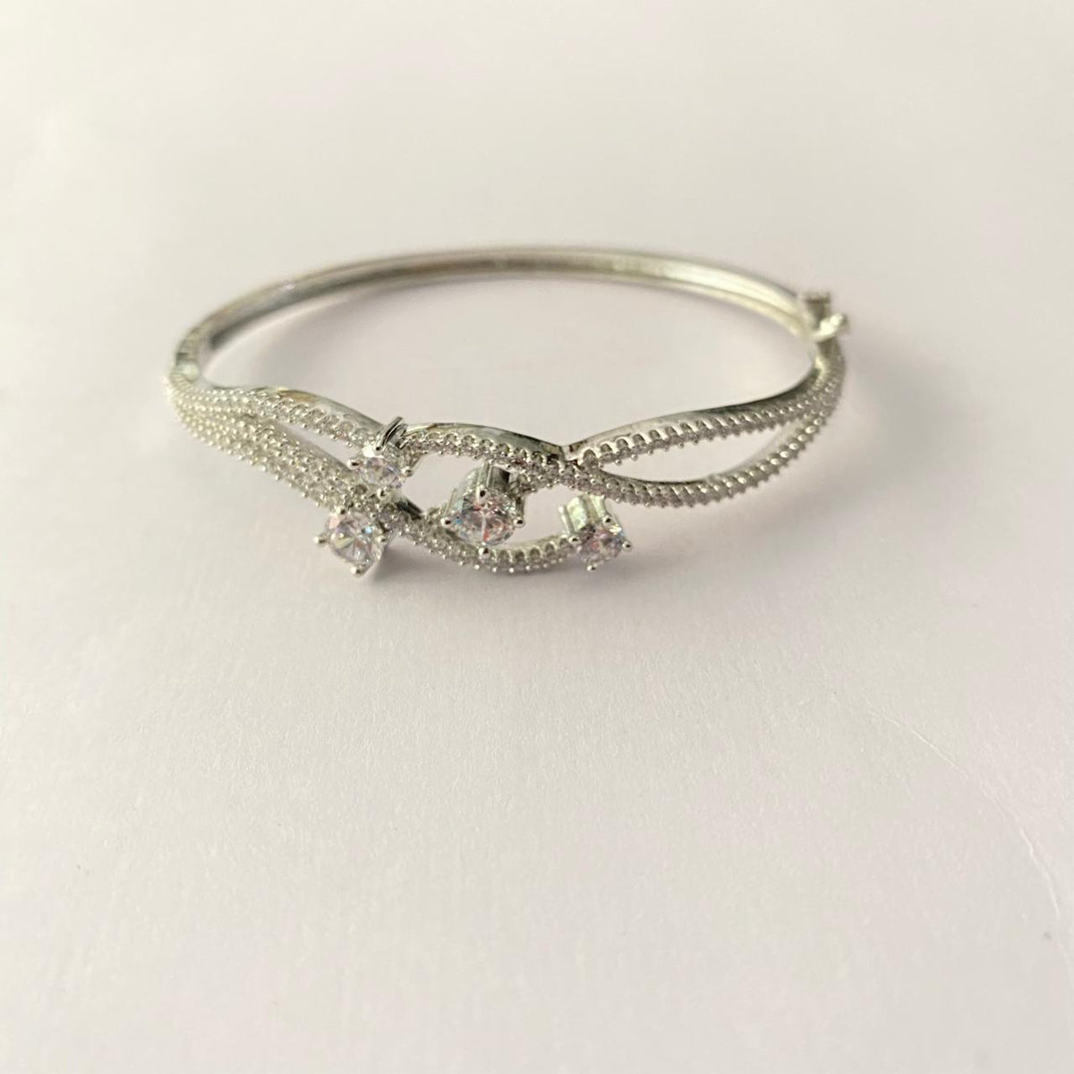 Diamond Silver Plated Floral Bracelet