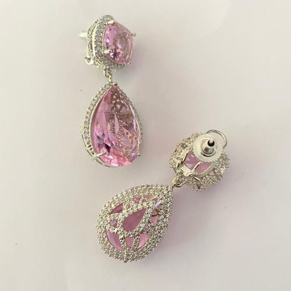 Rose Quatz Silver Plated Drop Earring