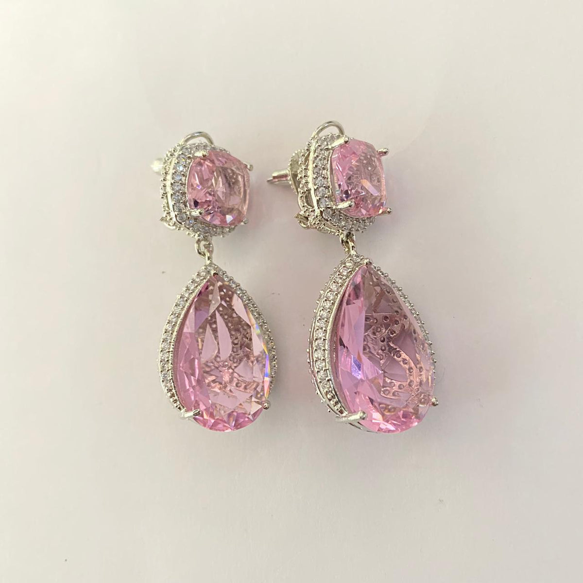Rose Quatz Silver Plated Drop Earring