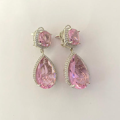 Rose Quatz Silver Plated Drop Earring