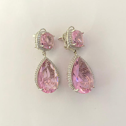 Rose Quatz Silver Plated Drop Earring