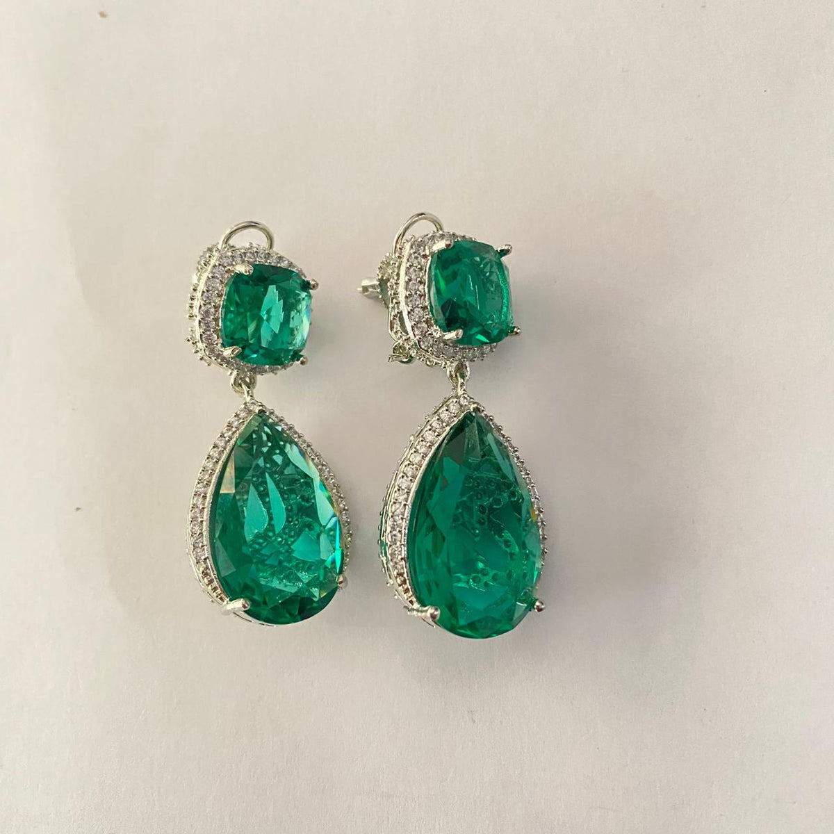 Aqua Silver Plated Earring