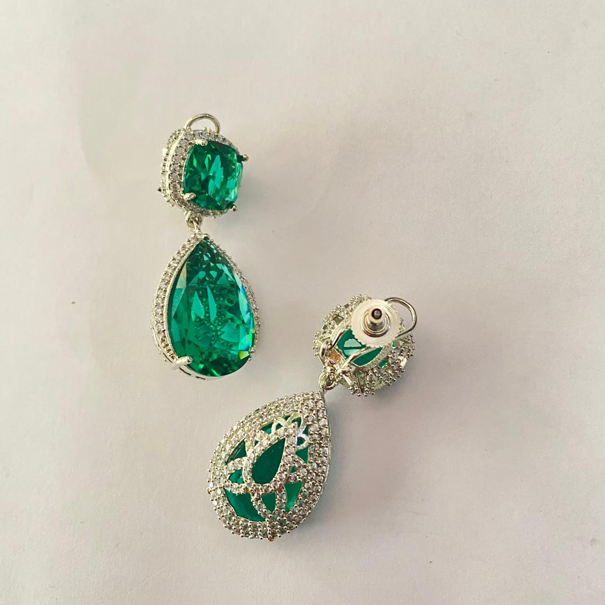 Aqua Silver Plated Earring