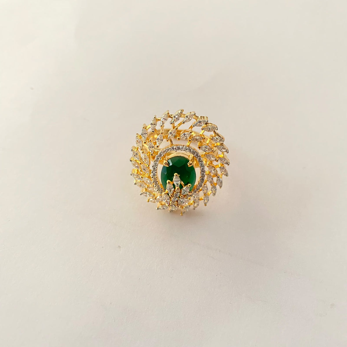 Gold Plated Green Diamond Ring