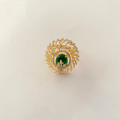 Gold Plated Green Diamond Ring